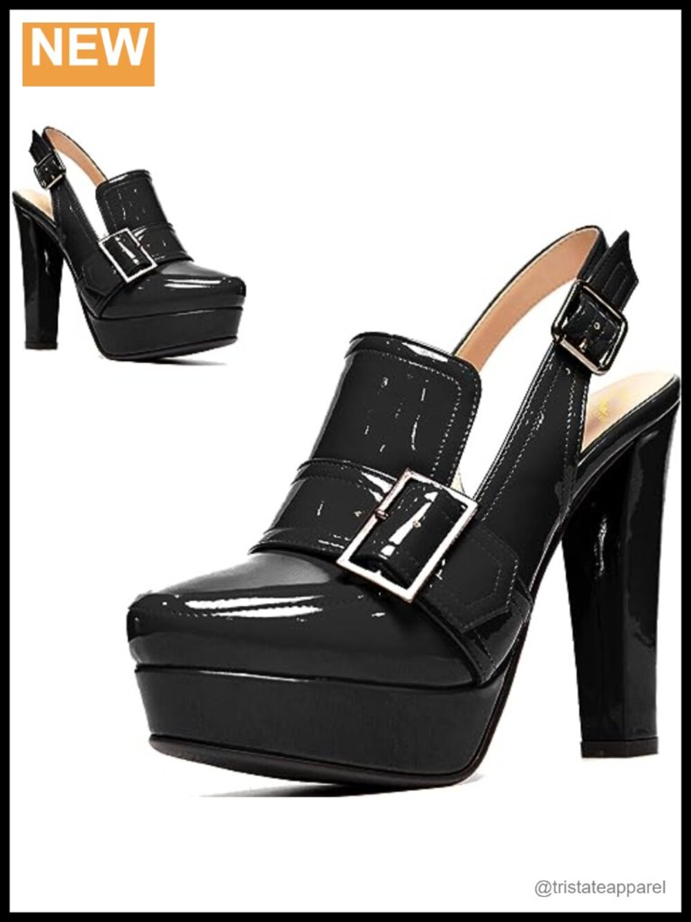 Platform Chunky Block Heel Slingback Pumps Buckle Ankle Strap Closed Toe Loafers